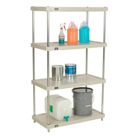 NEXEL Plastic, 4 Tier, Solid Shelving Unit, Nexelon Posts, 36W x 18D x 63H 18366NSP